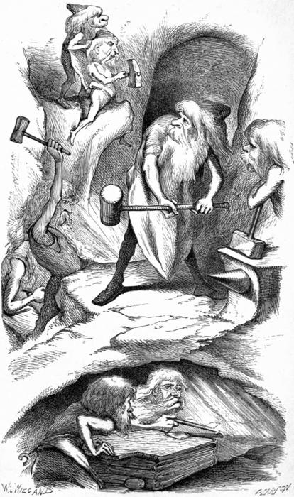 Гномы за работой. Гравюра Дж. Пирсона, 1871