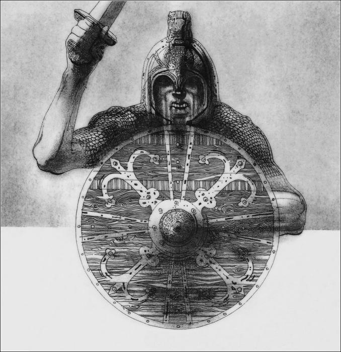 Чарльз Кипинг - иллюстрация к обложке Беовульфа, 1980е