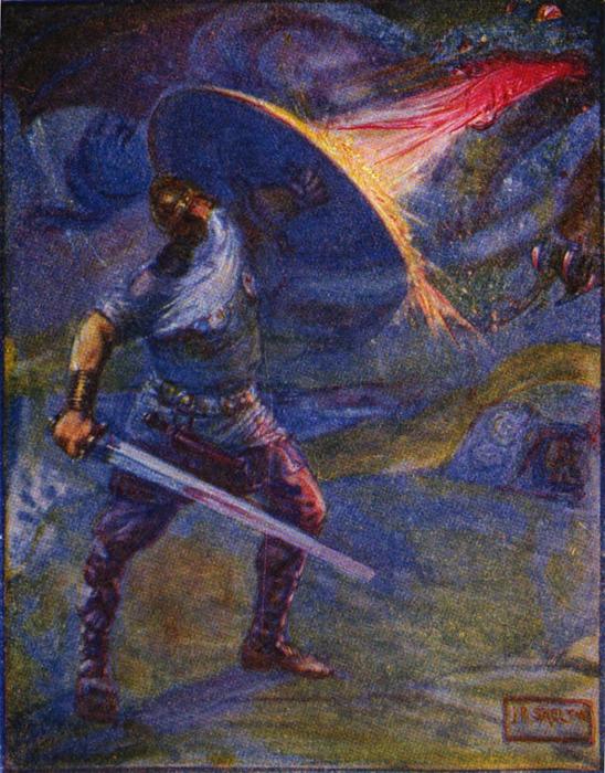 Джозеф Редклиф Скелтон - Беовульф сражается с драконом, 1908