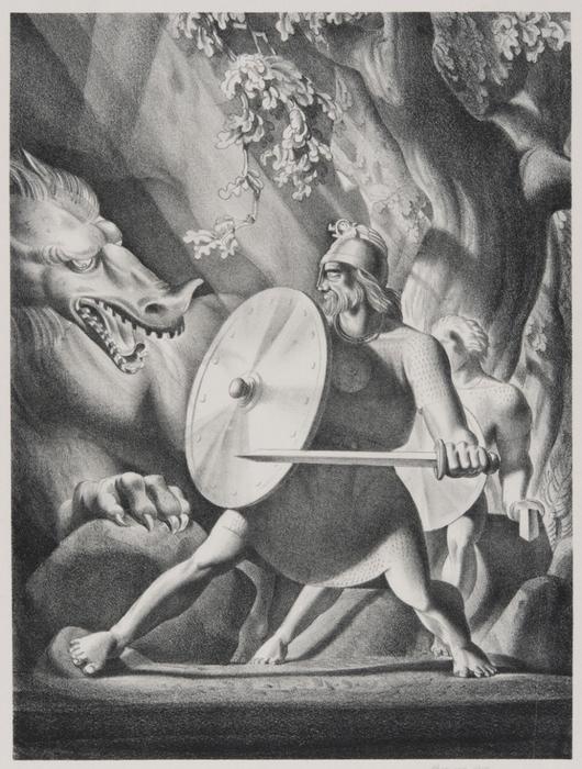 Рокуэлл Кент - Беовульф и дракон, 1931